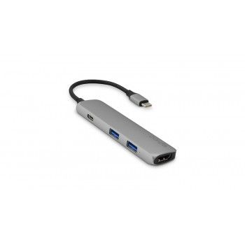 Hub Multimédia 4K HDMI, 2 USB 3.0 e USB-C - Cinzento Sideral