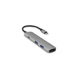 Hub Multimdia 4K HDMI, 2 USB 3.0 e USB-C - Cinzento Sideral