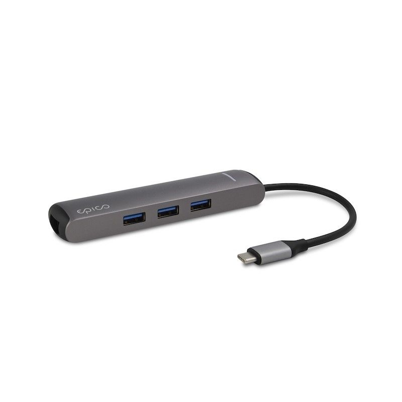 Hub Multimédia 4K HDMI, Ethernet, 3 USB 3.0 e USB-C - Cinzento Sideral