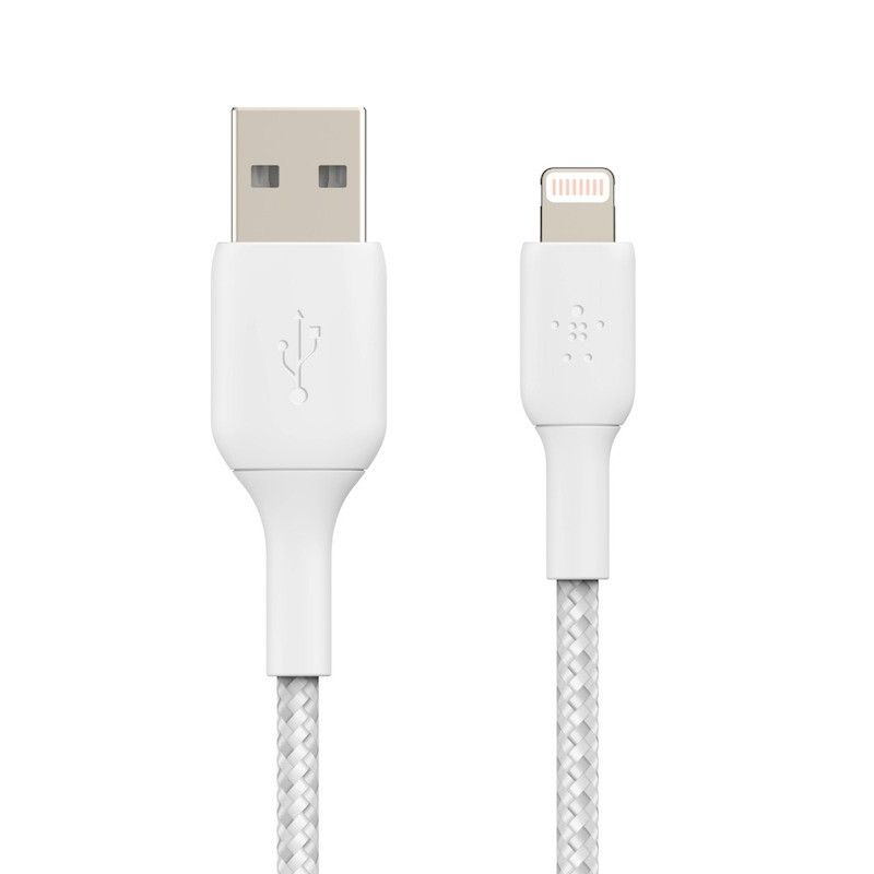Cabo Lightning para USB-A Belkin Braided 1 m Branco