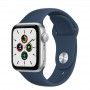 Apple Watch SE, GPS 40 mm - Prateado, bracelete desportiva azul abissal