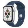 Apple Watch SE, GPS 44 mm - Prateado, bracelete desportiva azul abissal