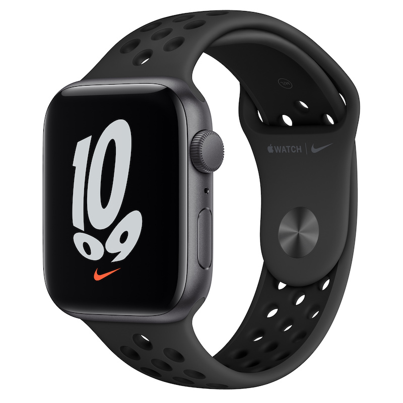 Apple Watch Nike SE, GPS 44 mm - Cinzento sideral, bracelete Nike Antracite/Preto