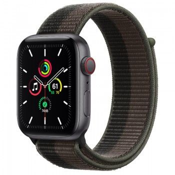 Apple Watch SE, GPS+Cellular 44 mm - Cinzento sideral, bracelete Loop desportiva Tornado/Cinza