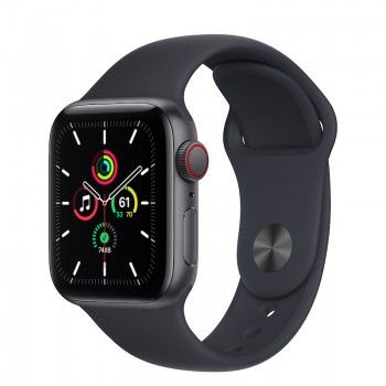 Apple Watch SE, GPS+Cellular 40 mm - Cinzento sideral, bracelete desportiva Meia-noite