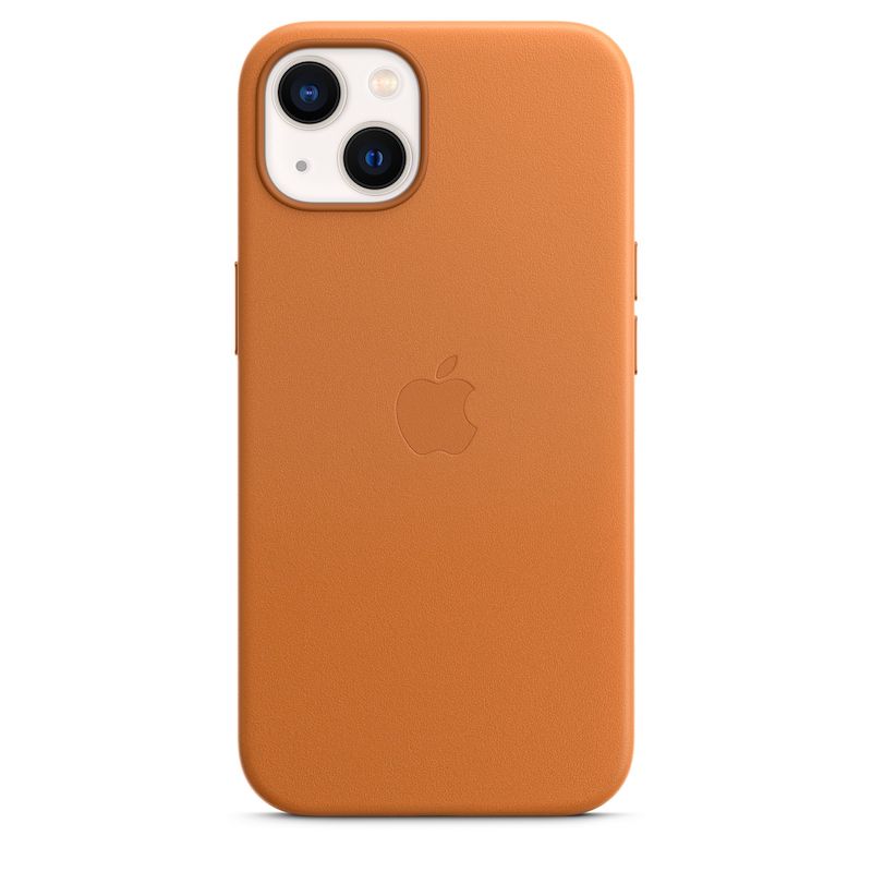Capa em pele com MagSafe para iPhone 13 - Castanho dourado