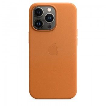 Capa em pele com MagSafe para iPhone 13 Pro - Castanho dourado
