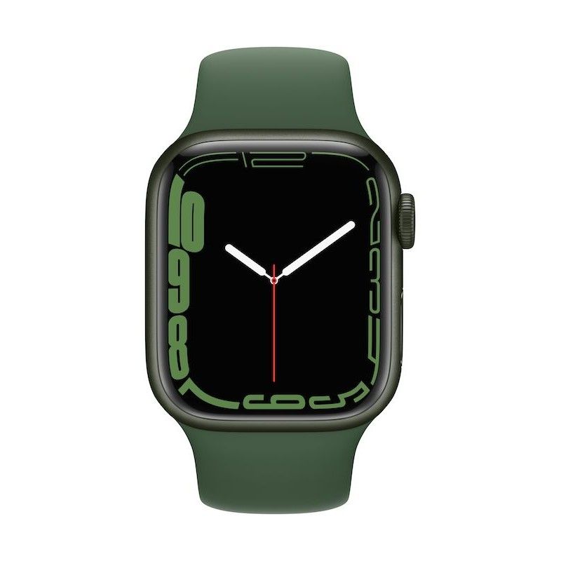 Apple Watch 7, GPS+Cellular 41 mm - Verde, com bracelete desportiva verde trevo