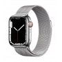 Apple Watch 7, GPS+Cellular 41 mm, aço - Prateado, bracelete milanesa prateada