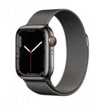 Apple Watch 7, GPS+Cellular 41 mm, aço - Grafite, bracelete milanesa grafite L