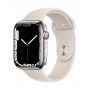Apple Watch 7, GPS+Cellular 45 mm, aço - Prateado, bracelete desportiva luz das estrelas