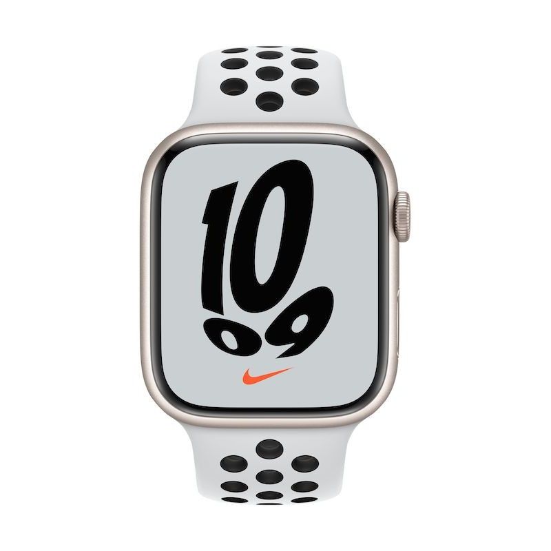 Apple Watch Nike 7, GPS+Cellular 45 mm - Luz das estrelas, bracelete platina/black