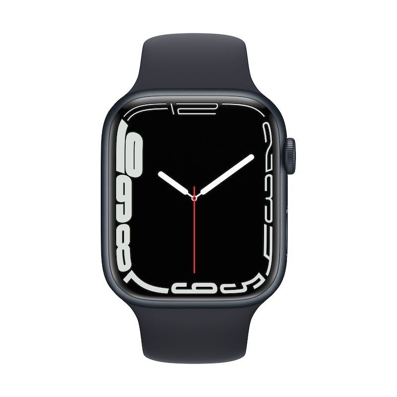 Apple Watch 7, GPS 45 mm - Meia-noite, bracelete desportiva meia-noite