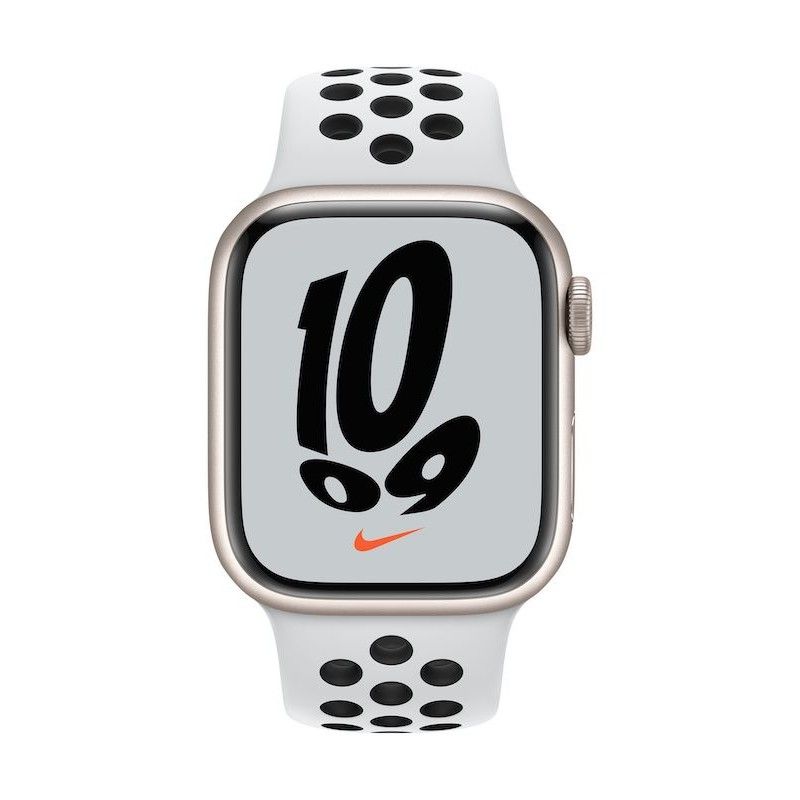 Apple Watch Nike 7, GPS 41 mm - Luz das estrelas, bracelete platina/preto