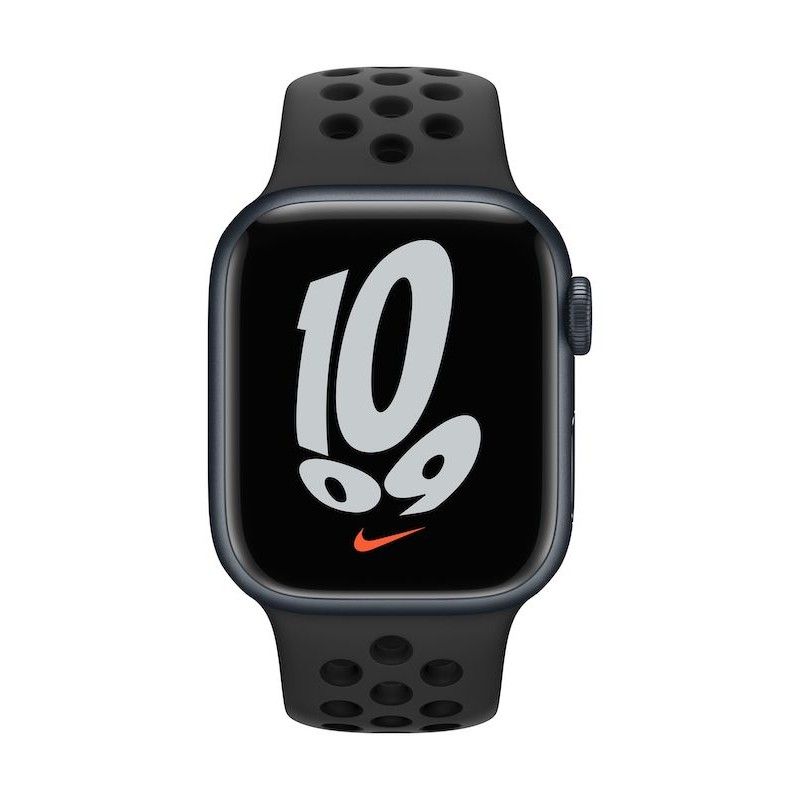 Apple Watch Nike 7, GPS 41 mm - Meia-noite, bracelete antracite/preto