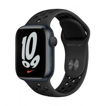 Apple Watch Nike 7, GPS 41 mm - Meia-noite, bracelete antracite/preto