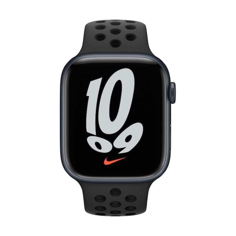 Apple Watch Nike 7, GPS 45 mm - Meia-noite, bracelete antracite/preto