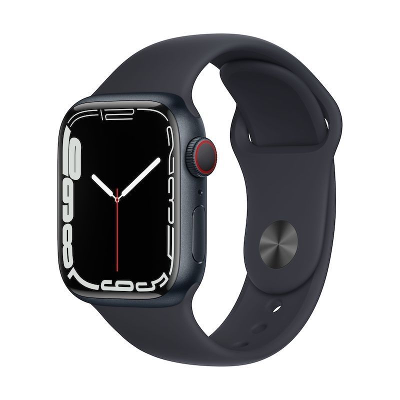 Apple Watch 7, GPS+Cellular 45 mm - Meia-noite, bracelete desportiva meia-noite