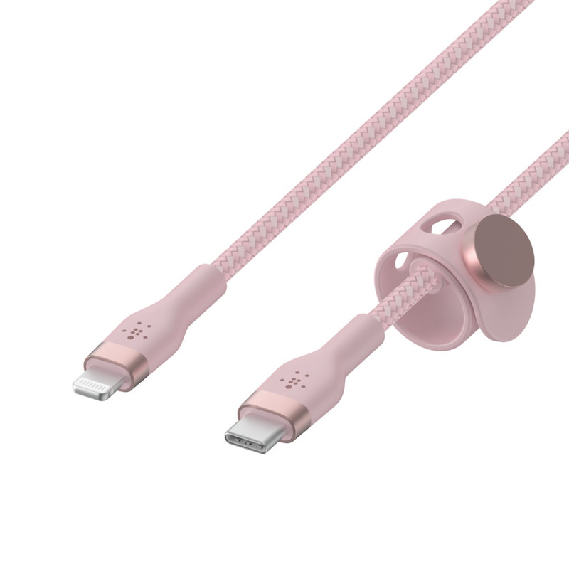 Cabo Belkin Boost Charge Pro Flex Braided Silicone USB-C para Lightning 1 m - Rosa