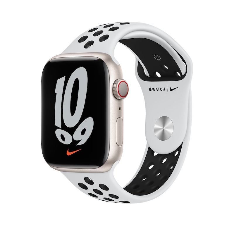 Bracelete desportiva Nike para Apple Watch de 42 a 45 mm - Platina-pura/preto