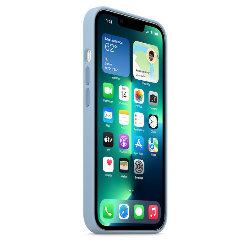 Capa em silicone com MagSafe para iPhone 13 Pro - Azul nevoeiro