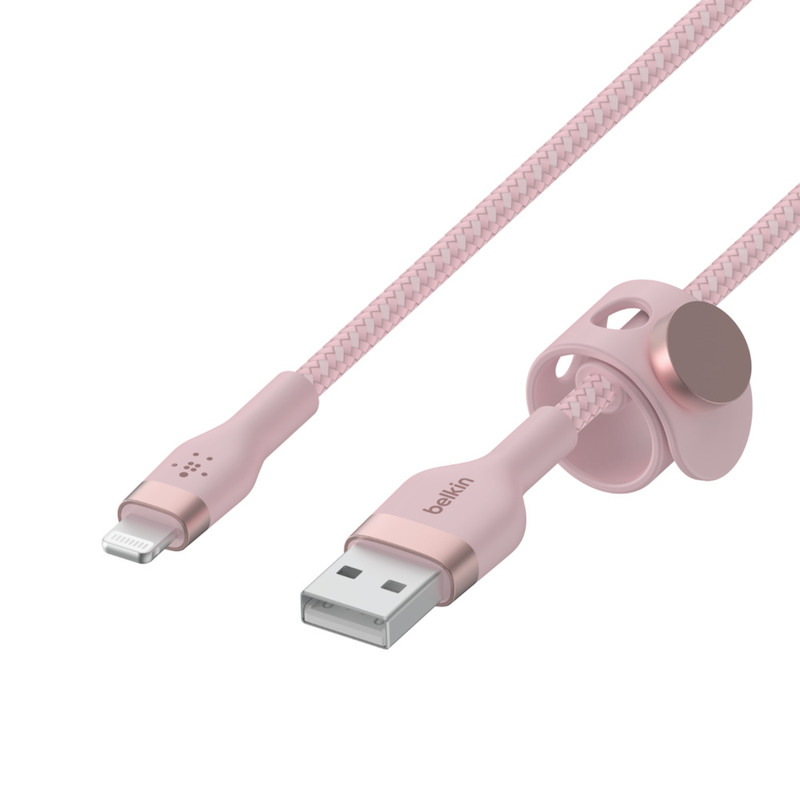 Cabo Belkin Boost Charge Pro Flex Braided Silicone USB-A para Lightning 2 m - Rosa