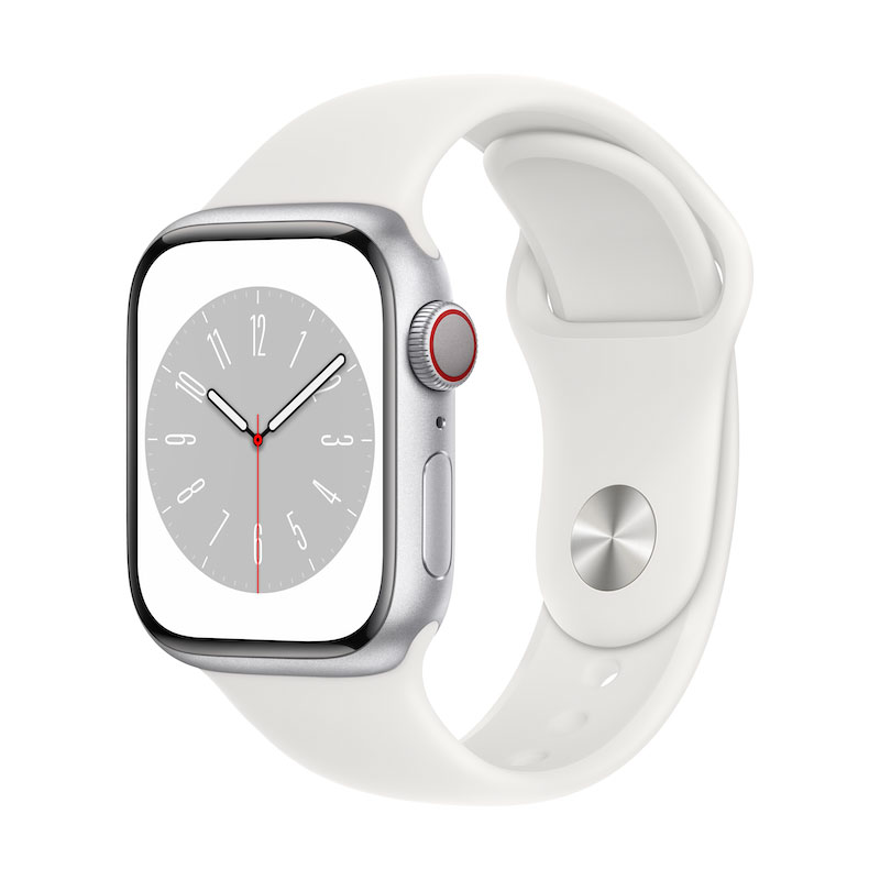 Apple Watch 8, GPS+Cellular 41 mm - Alu. Prateado/Bracelete branca