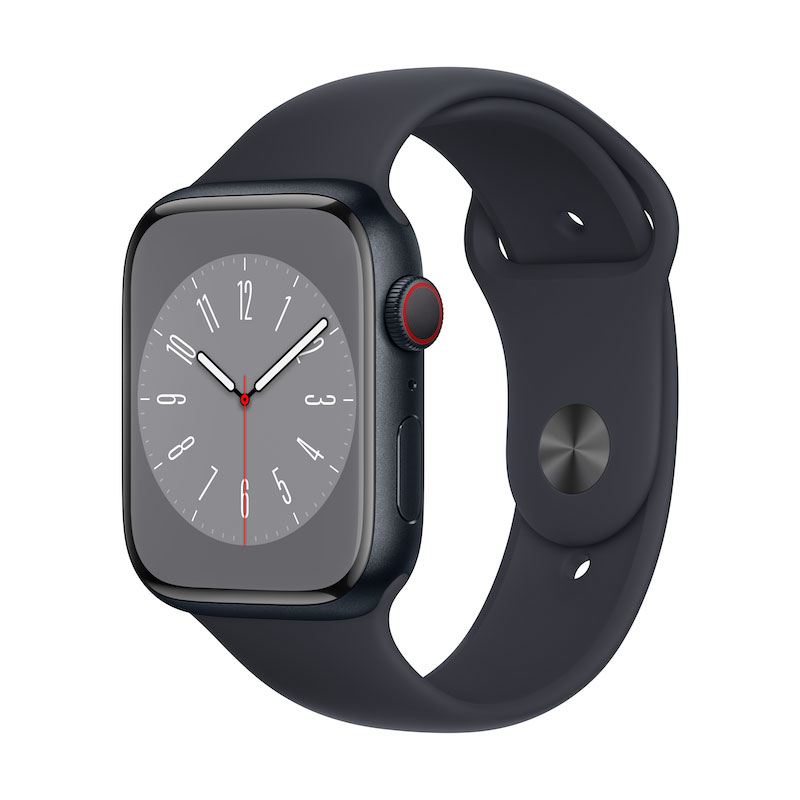 Apple Watch 8, GPS+Cellular 45 mm - Alu. Meia noite/Bracelete meia noite