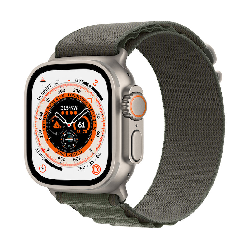 Apple Watch Ultra, GPS+Cell 49 mm - Titanio/Bracelete Alpine Verde Loop L