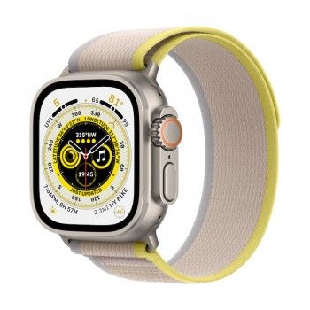 Apple Watch Ultra, GPS+Cell 49 mm - Titanio/Bracelete Trail amarela/Beige S/M