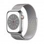 Apple Watch 8, GPS+Cellular 45 mm - Aço prateado/Bracelete milanesa Loop prateada