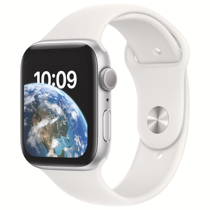 Apple Watch SE, GPS 44 mm - Prateado/Bracelete branca