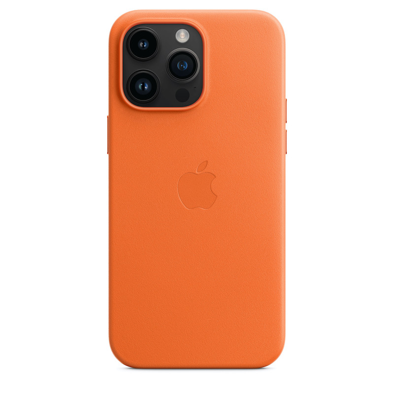 Capa em pele com MagSafe para iPhone 14 Pro Max - Laranja