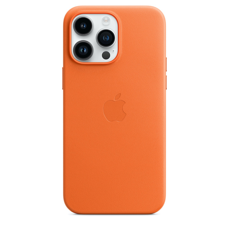 Capa em pele com MagSafe para iPhone 14 Pro Max - Laranja