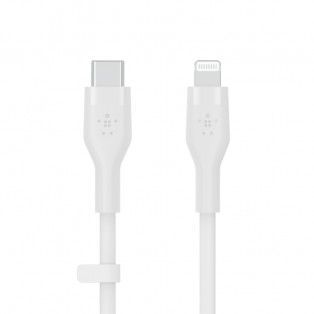 Cabo Belkin Boost Charge Flex Silicone USB-C para Lightning 1 m - Branco