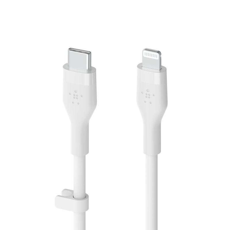Cabo Belkin Boost Charge Flex Silicone USB-C para Lightning 2 m - Branco