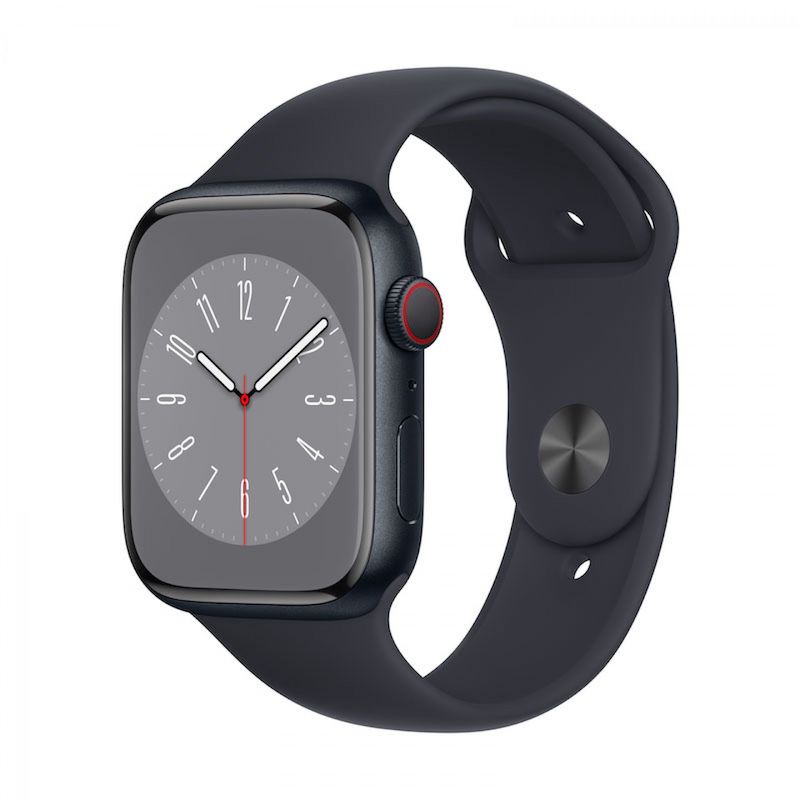 Apple Watch 8, GPS+Cellular 45 mm - Alu. Meia noite/Meia-noite -- Caixa aberta --