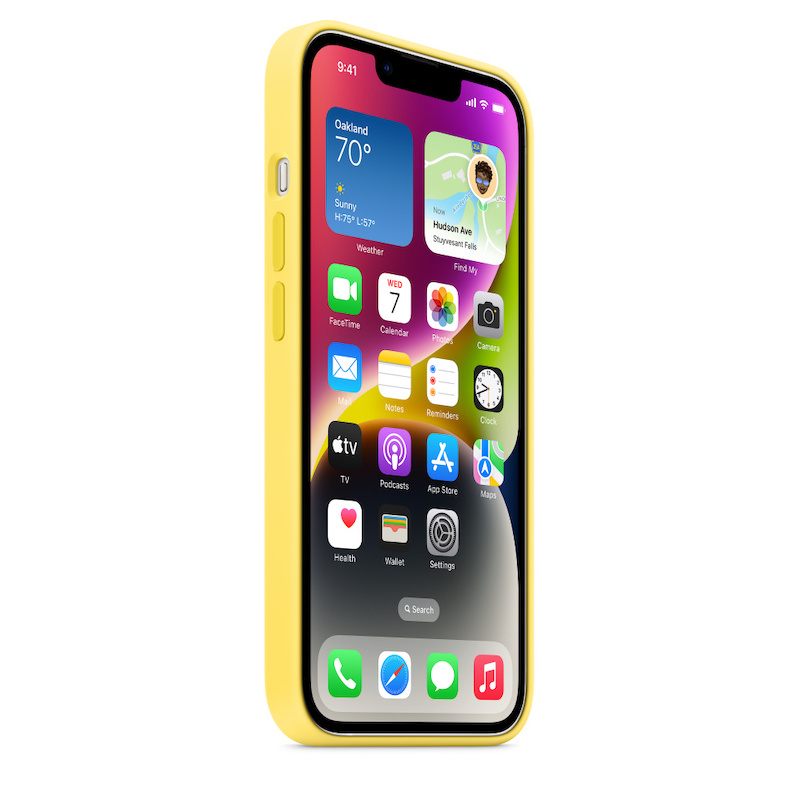 Capa em silicone com MagSafe para iPhone 14 - Amarelo canário