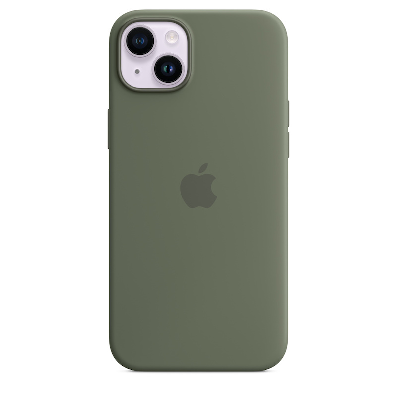 Capa em silicone com MagSafe para iPhone 14 Plus - Azeitona