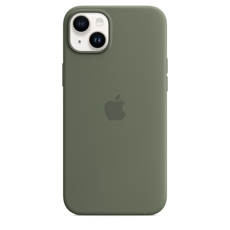 Capa em silicone com MagSafe para iPhone 14 Plus - Azeitona