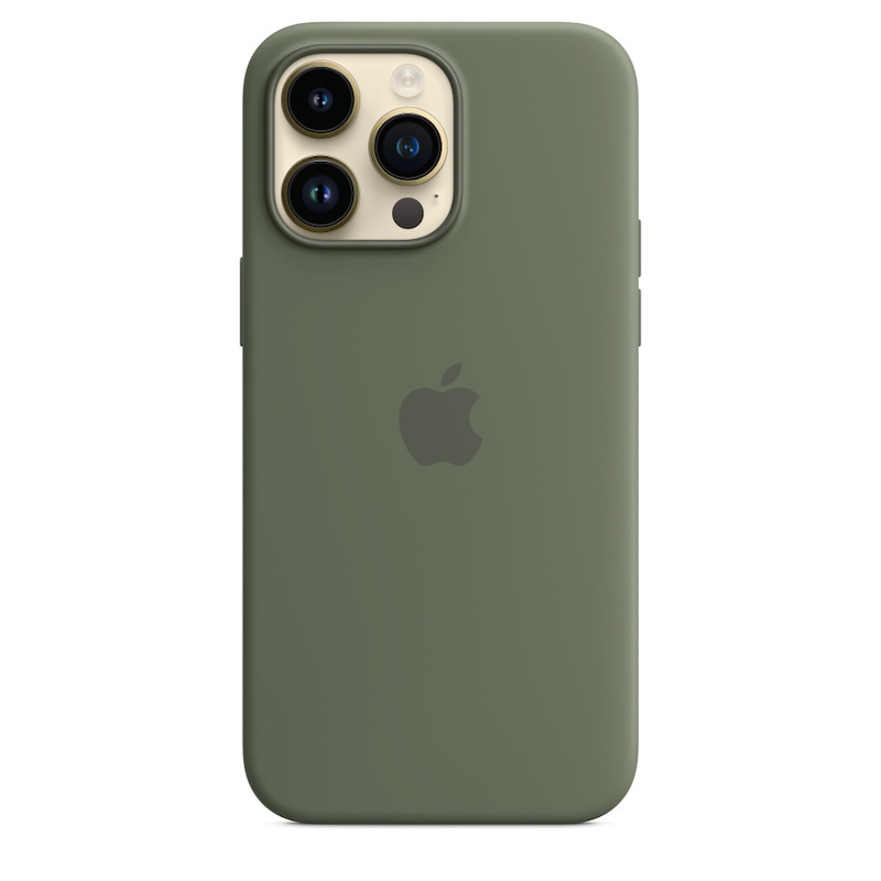 Capa em silicone com MagSafe para iPhone 14 Pro Max - Azeitona