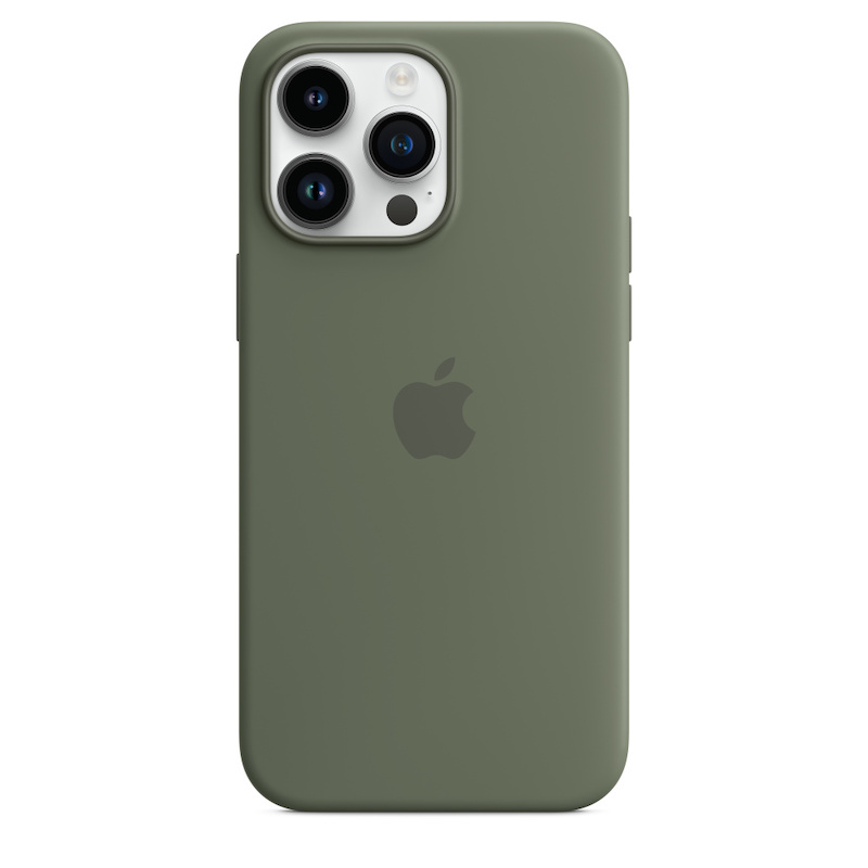 Capa em silicone com MagSafe para iPhone 14 Pro Max - Azeitona