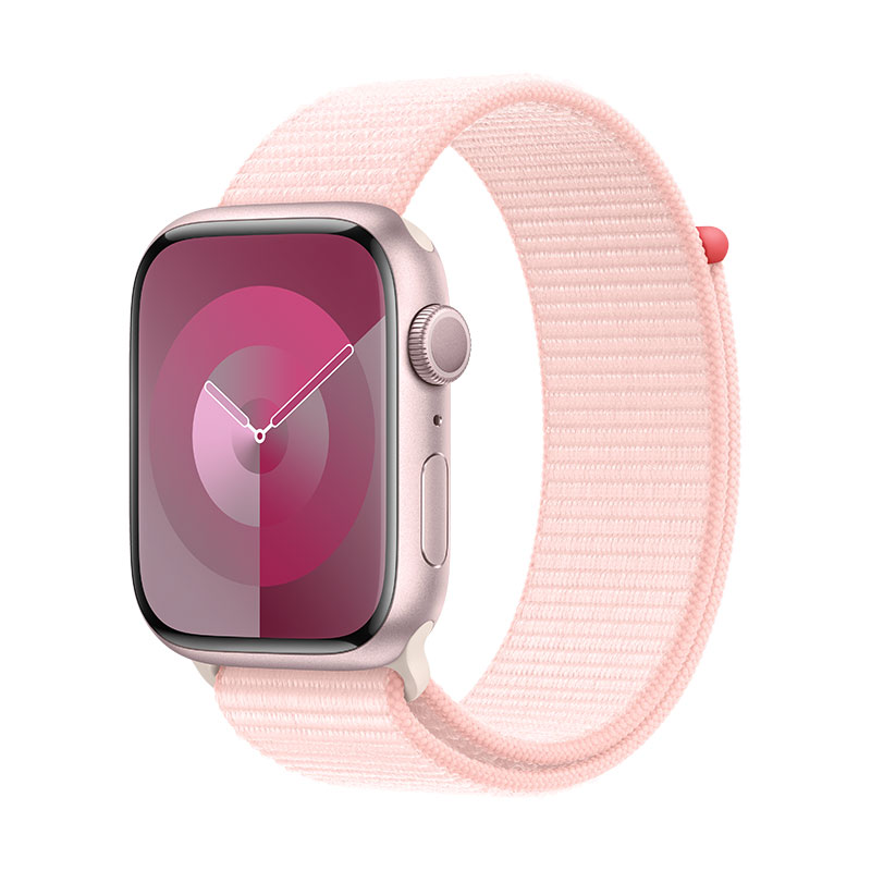 Apple Watch 9 rosa, 45mm - Bracelete Loop rosa.