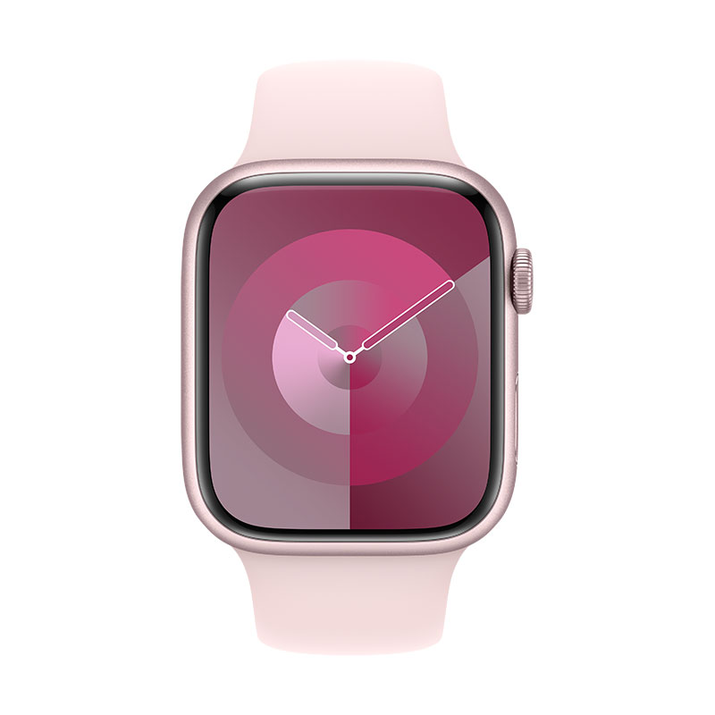 Apple Watch 9 rosa, 45mm - Bracelete desportiva rosa S/M