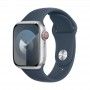 Apple Watch 9 GPS + Cell prateado, 41mm - Bracelete desportiva azul M/L