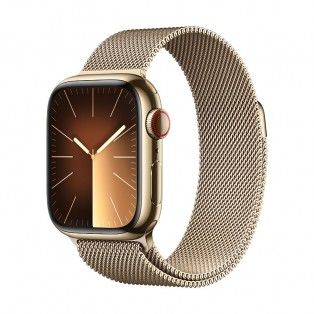 Apple Watch 9 GPS + Cell Dourado em ao, 41mm - Bracelete Milanese Loop dourada