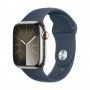 Apple Watch 9 GPS + Cell prateado em ao, 41mm - Bracelete desportiva prateada M/L