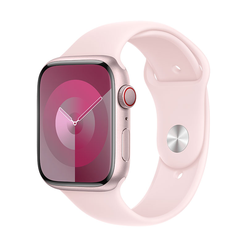Apple Watch 9 GPS + Cell rosa, 45mm + Bracelete desportiva rosa S/M