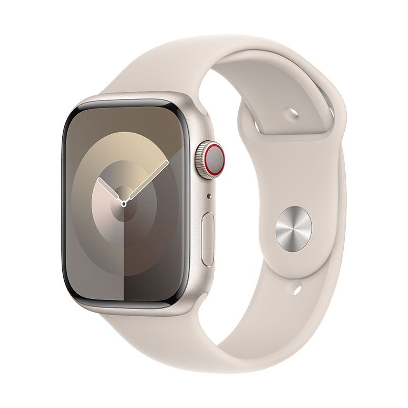Apple Watch 9 GPS + Cell Starlight, 45mm + Bracelete desportiva Starlight S/M.