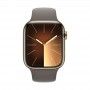 Apple Watch 9 GPS + Cell Dourado em aço, 45mm + Bracelete desportiva argila S/M.